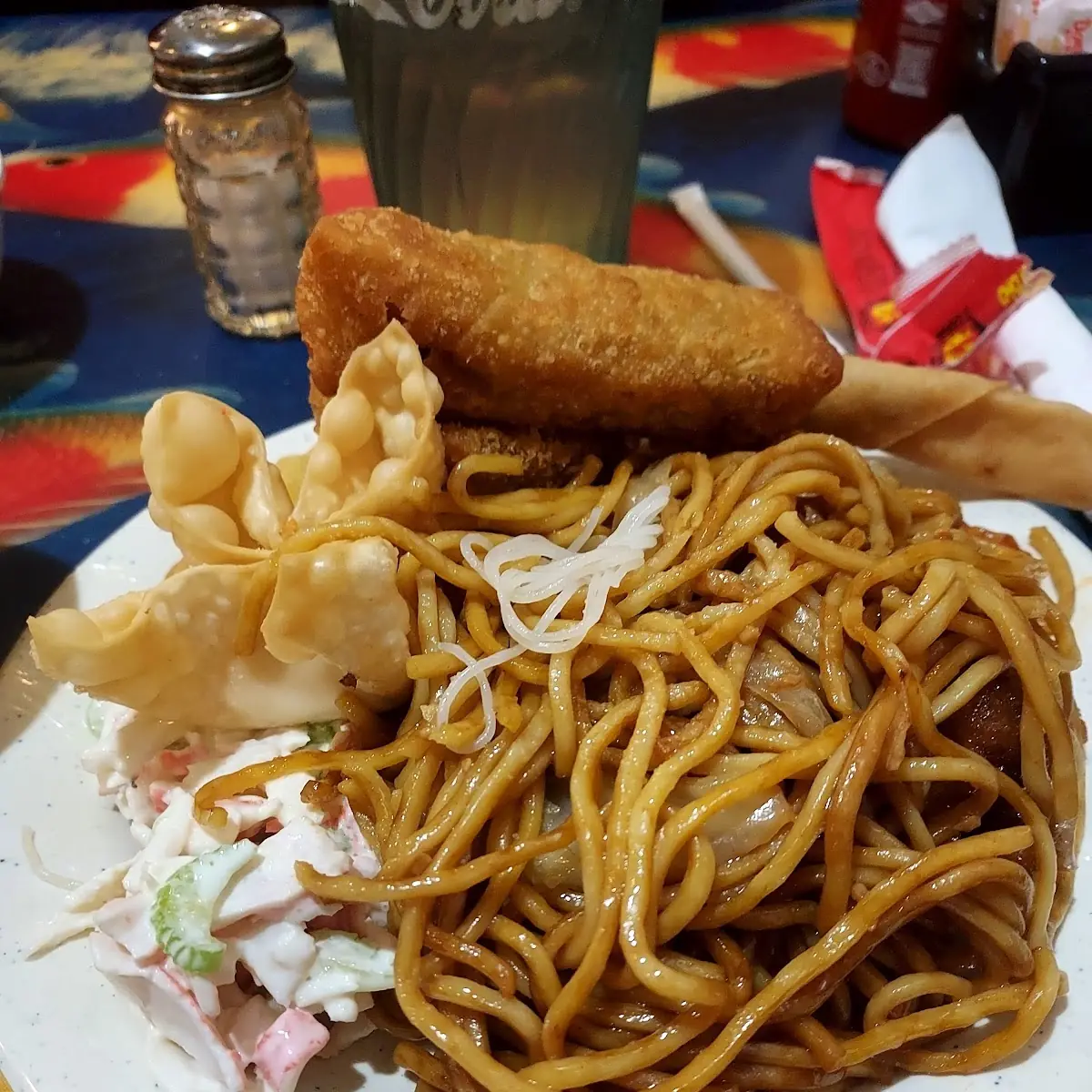 Buffet Selection Low Mein Seafood Salad Crab Ragoon