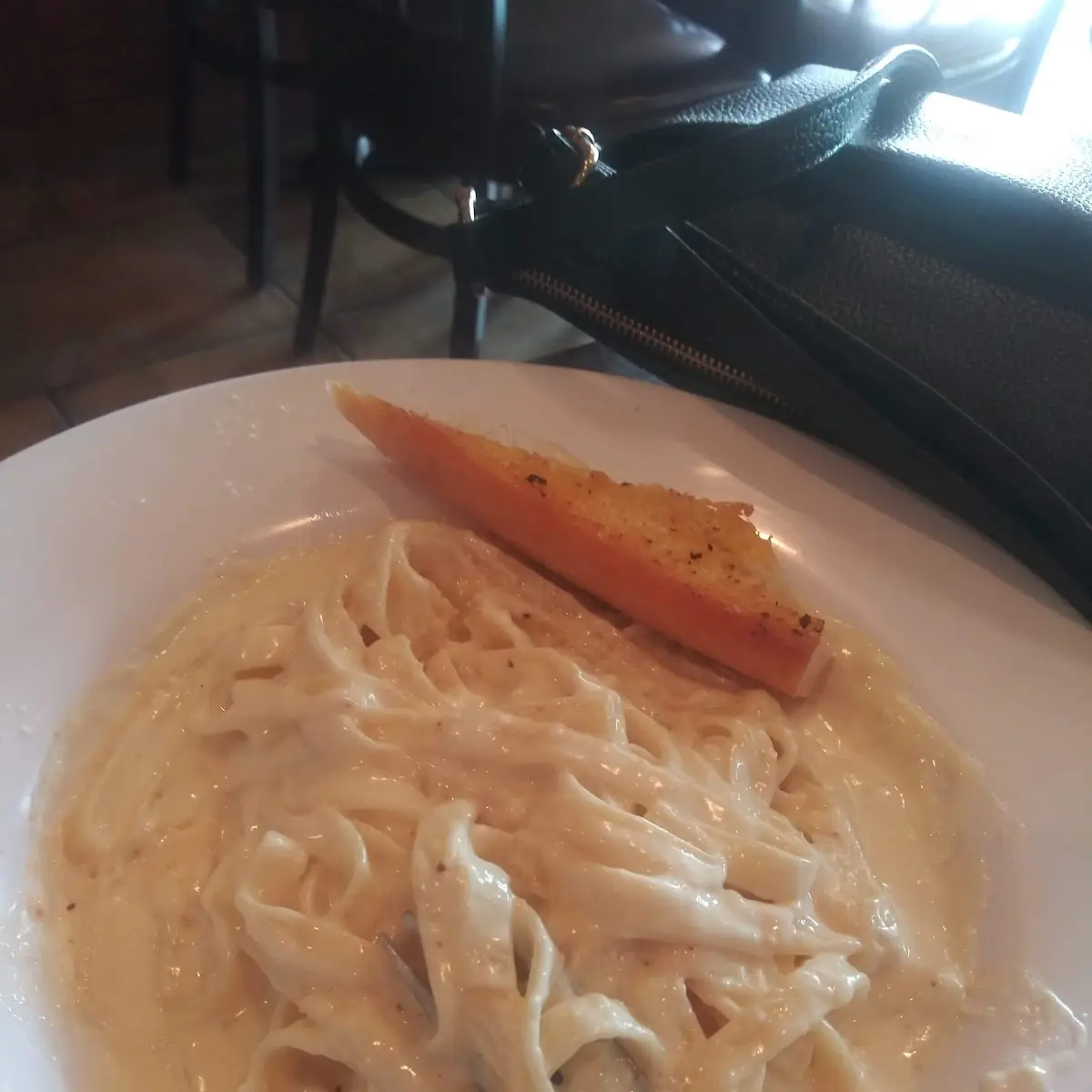 Fettuccine Alfredo with Garlic Bread