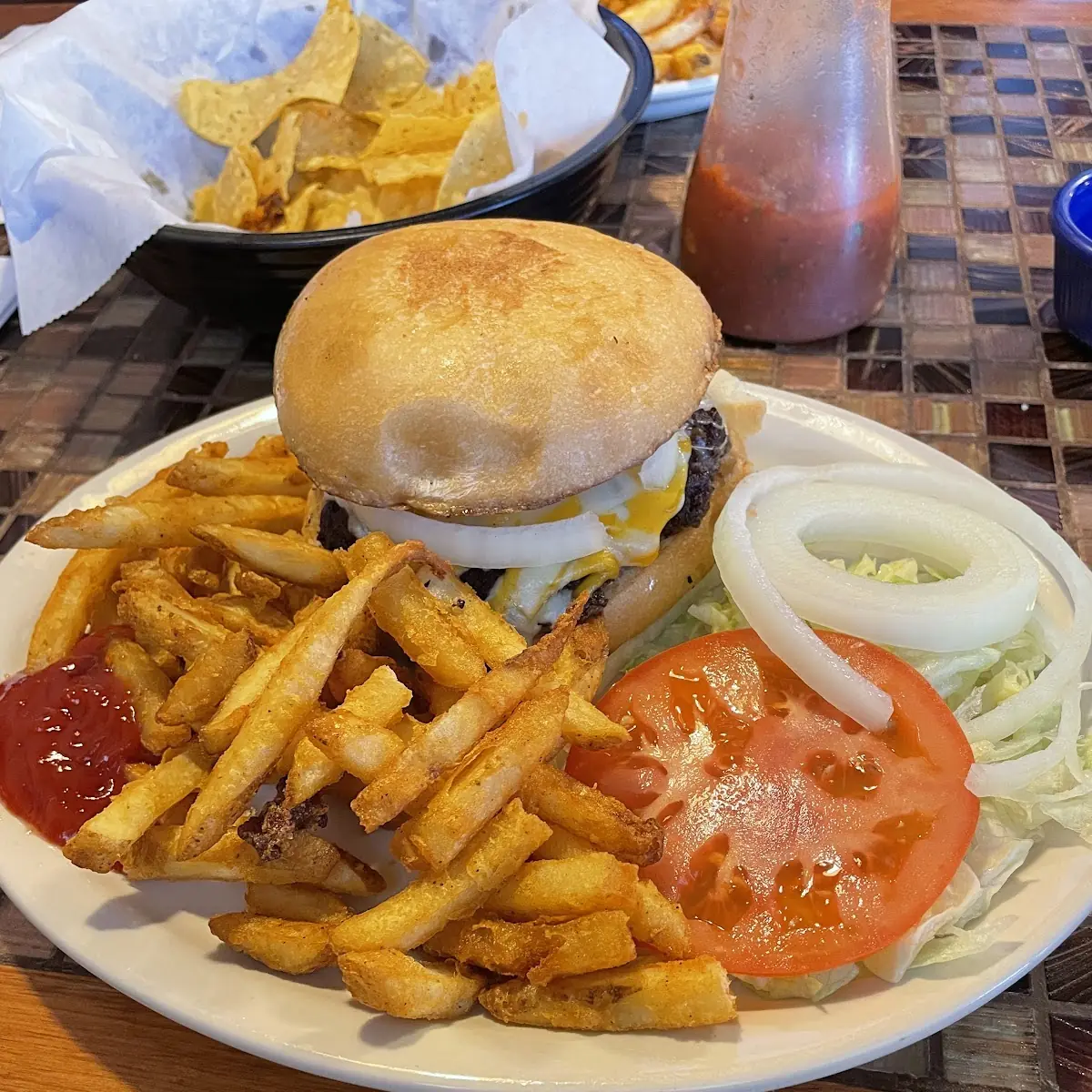 Grilled Burger and Fries