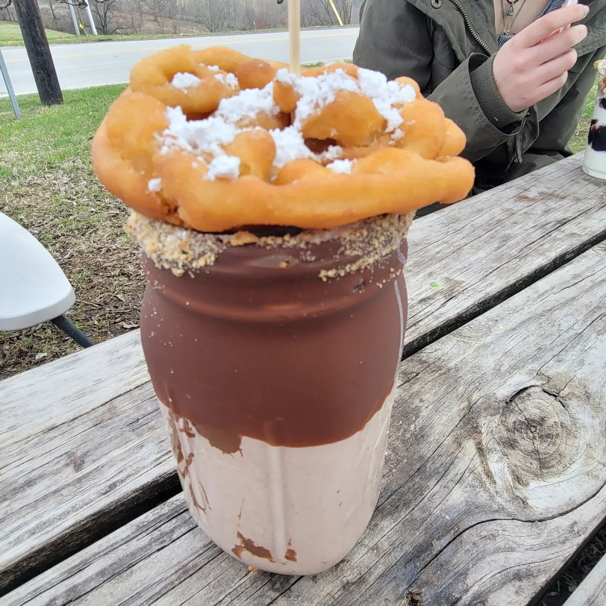 Nutella Milkshake with Funnel Cake