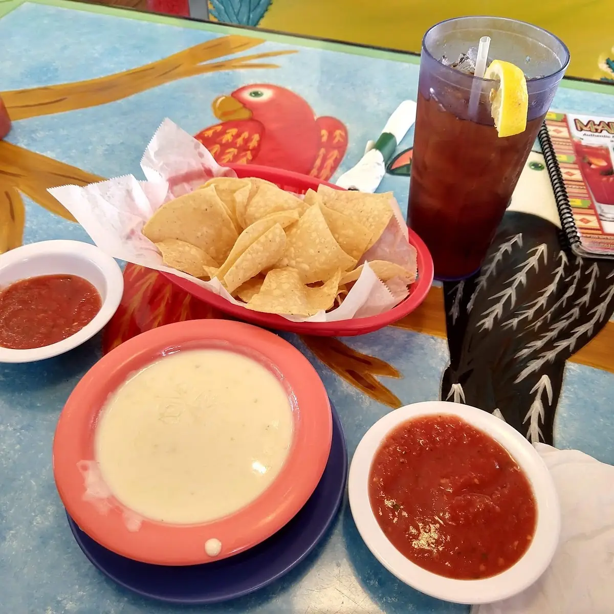 Queso Dip and Chips and Salsa