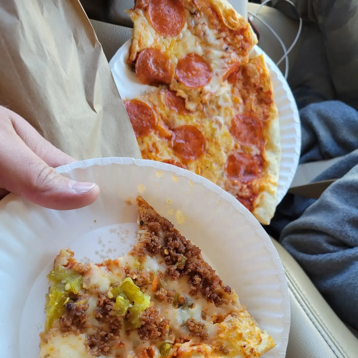 Green Chili Sausage Pizza Slice