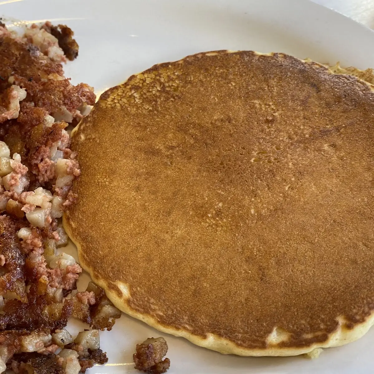 Corned Beef Hash Ham and Bean Soup Scratch Corn Bread Pancake