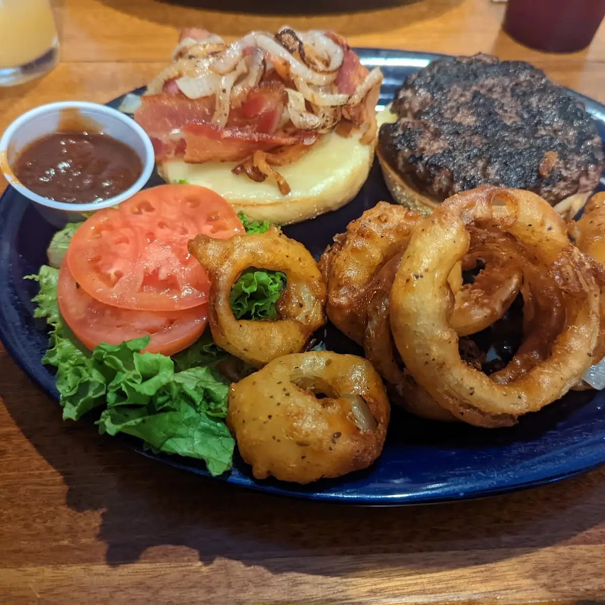 Burger with Onion Rings