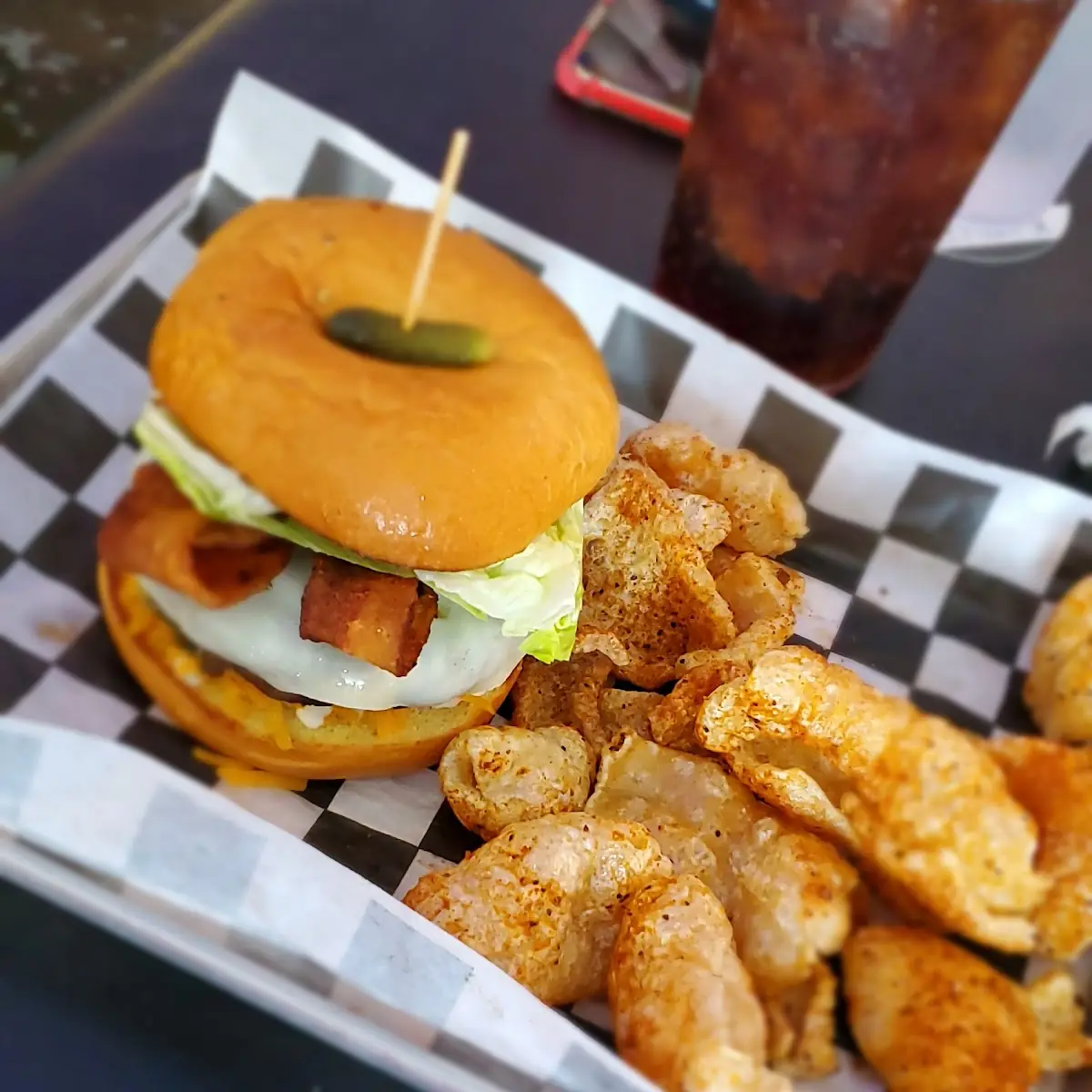 Fried Pickle Bacon Burger