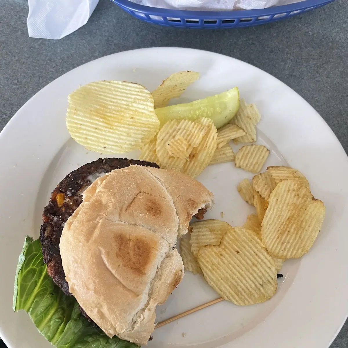 Veggie Burger and Chips