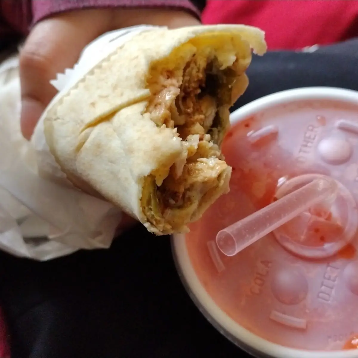 Chicken Shawarma & Strawberry Mango Smoothie