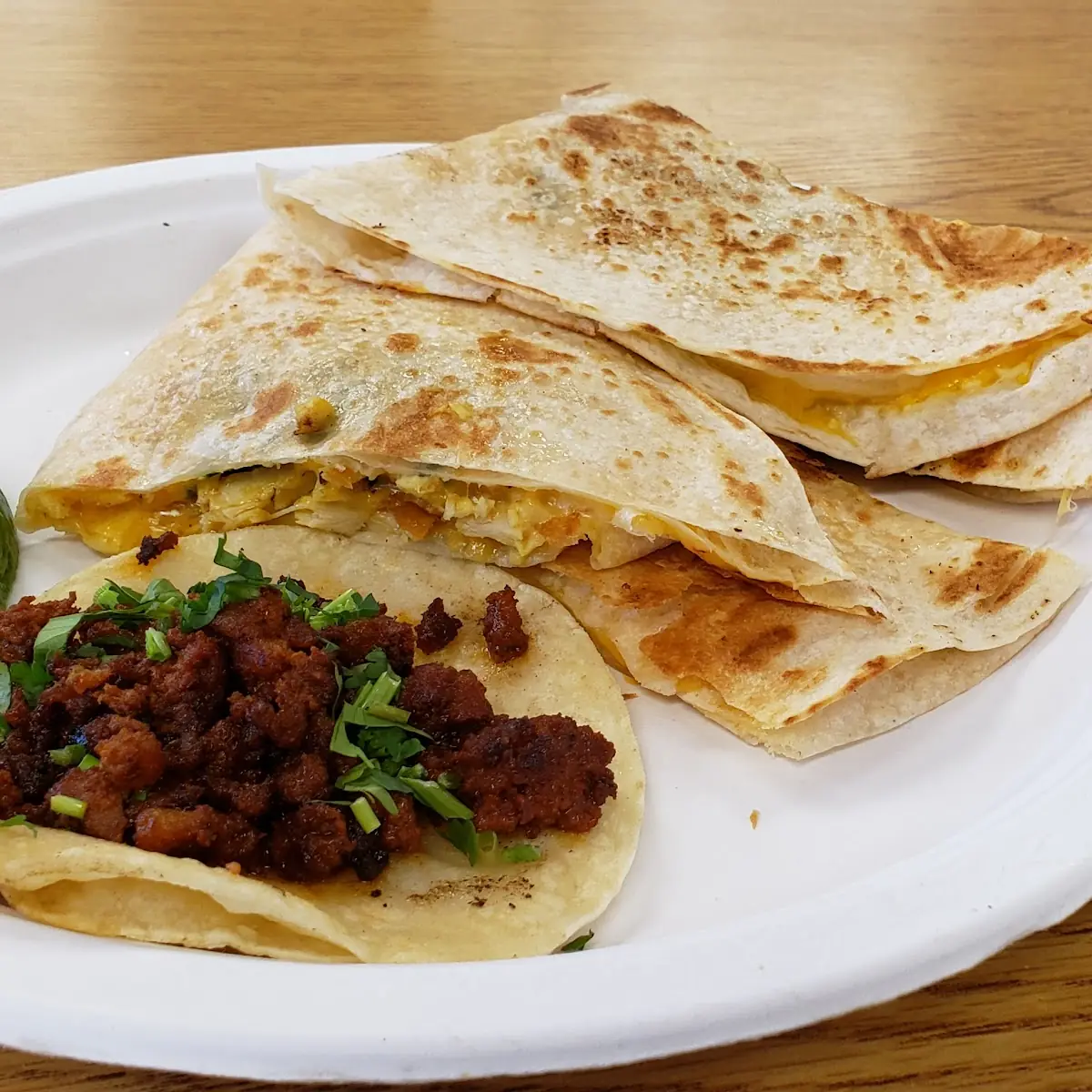 Chicken Quesadilla and Taco