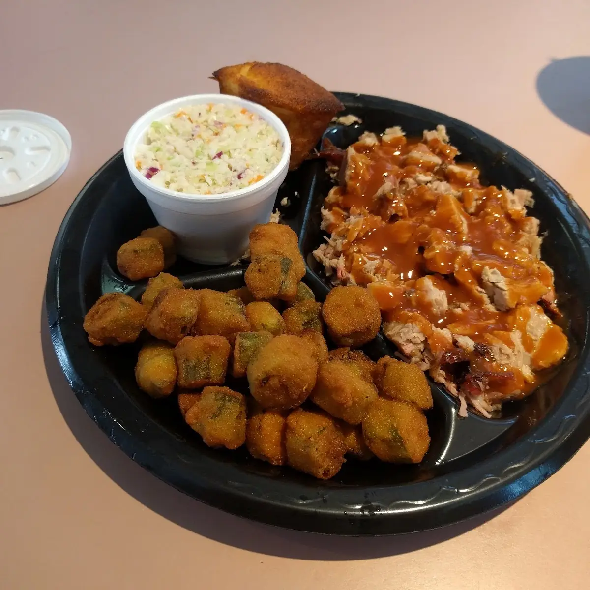 Chop Plate with Okra and Potato Salad