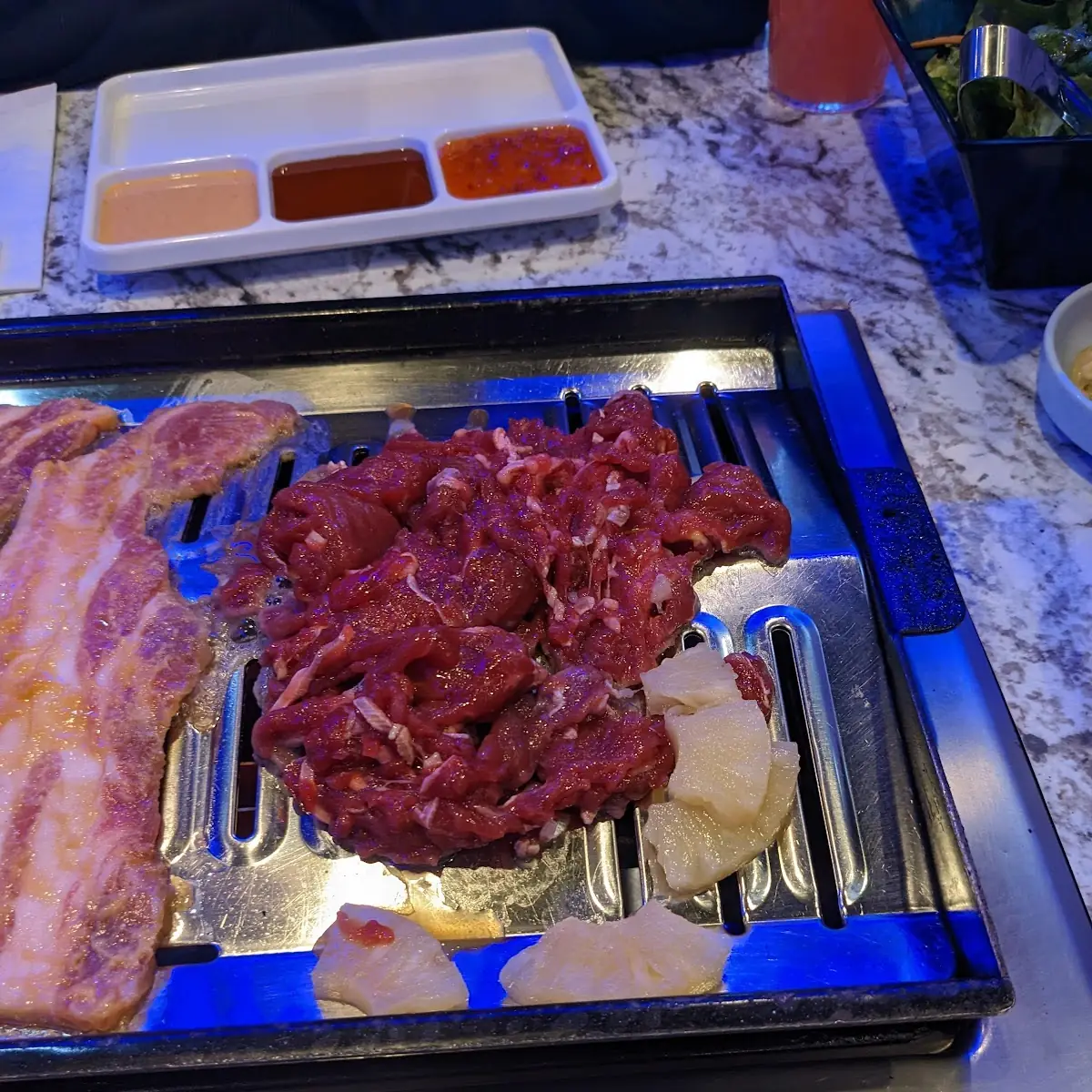 Grilled Beef and Dipping Sauces Kimchi