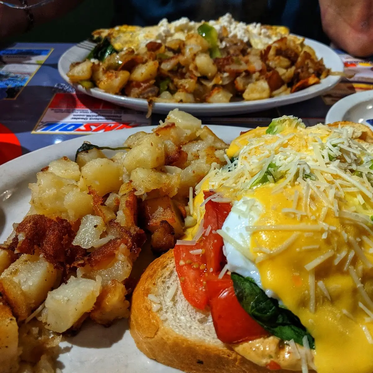 Seafood Benedict with Home Fries