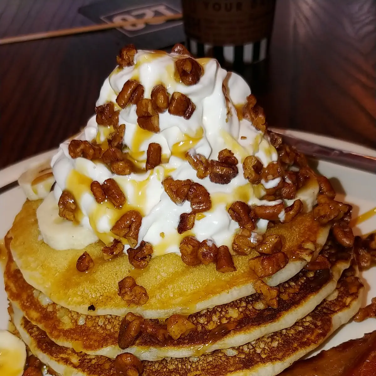Bananas Foster Pancake Combo