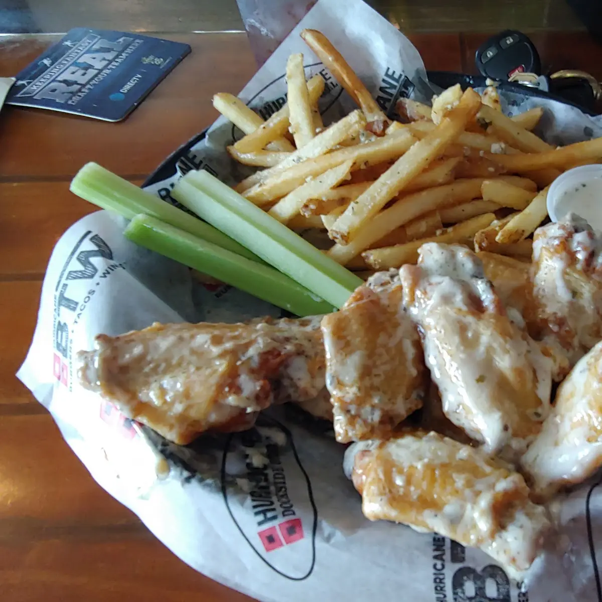 Glazed Chicken Wings with Fries