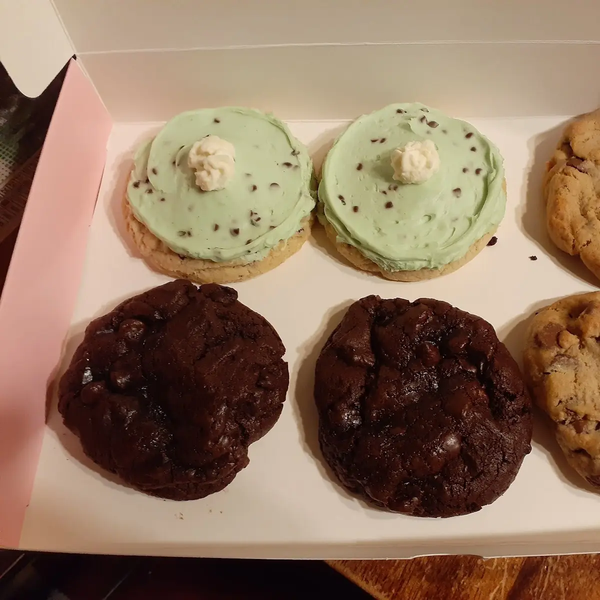 Mint Chocolate Chip Cookie Brownie Batter Cookie and Chocolate Chip