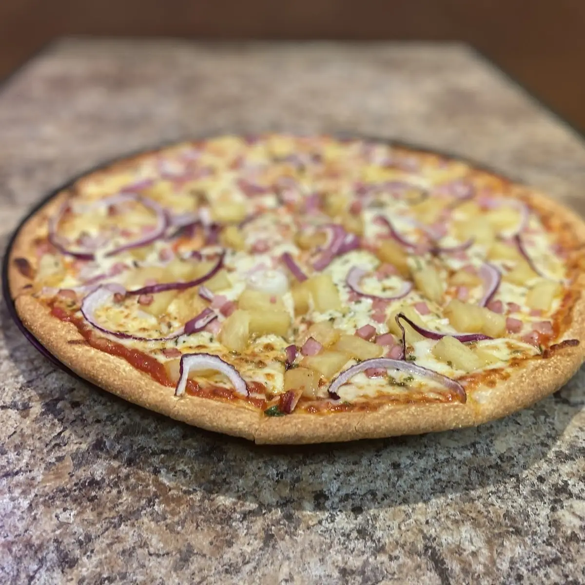 Hawaiian Pizza with Red Onion
