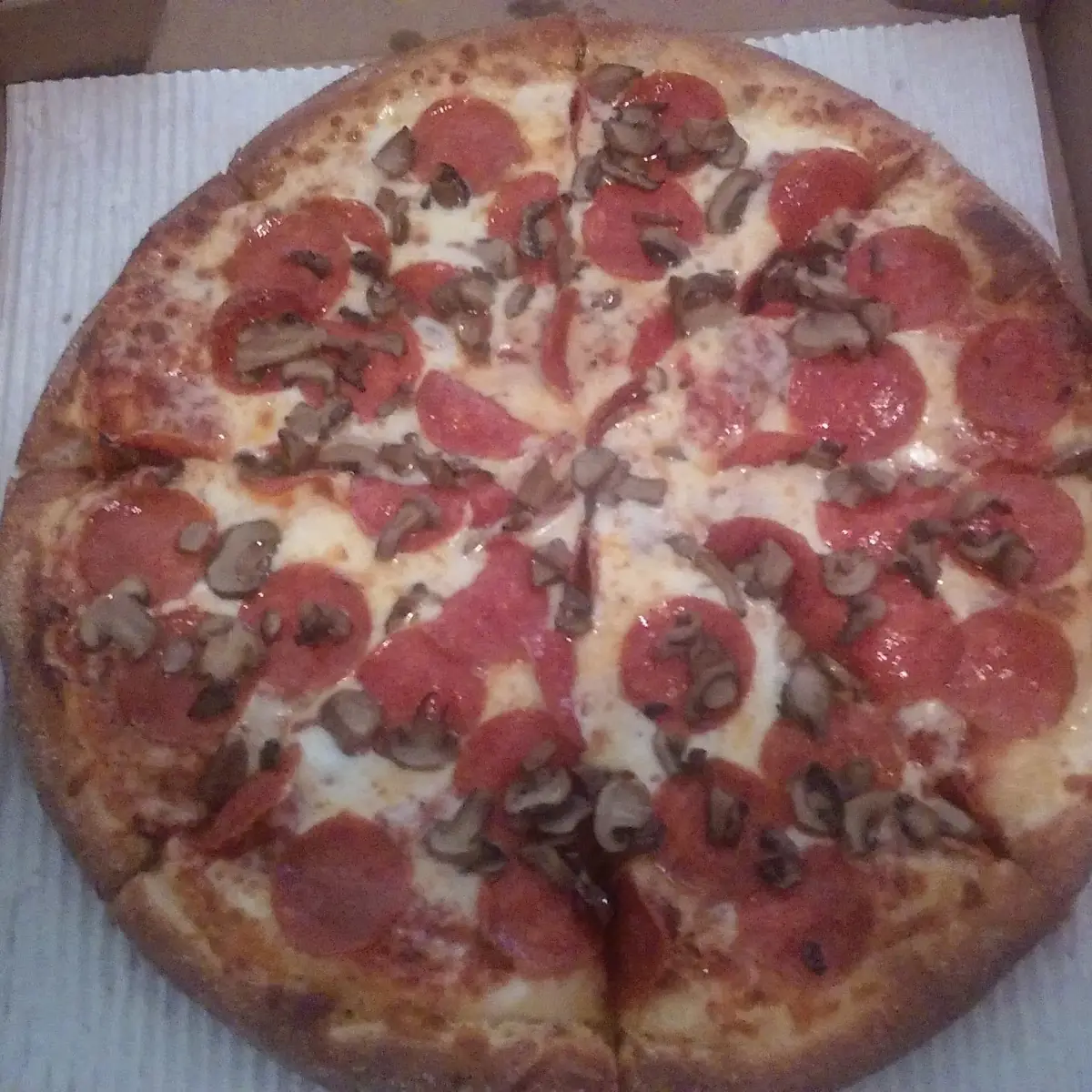 Large Pepperoni and Mushroom Pizza