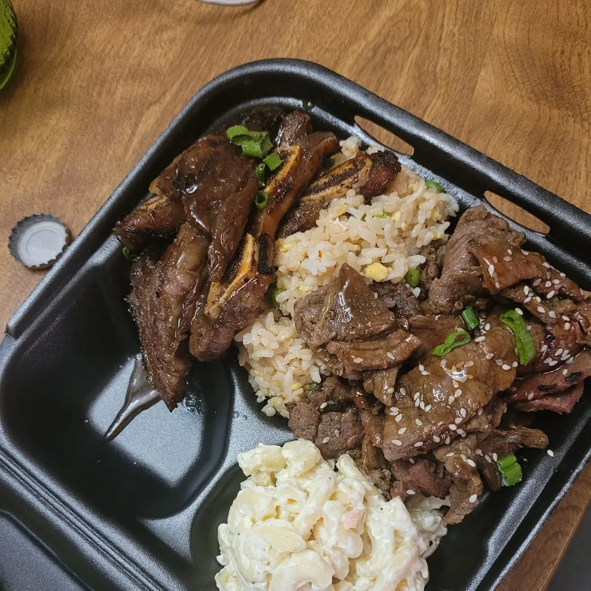 Two Meat Plate Beef Short Ribs and Teriyaki Beef with Macaroni Salad
