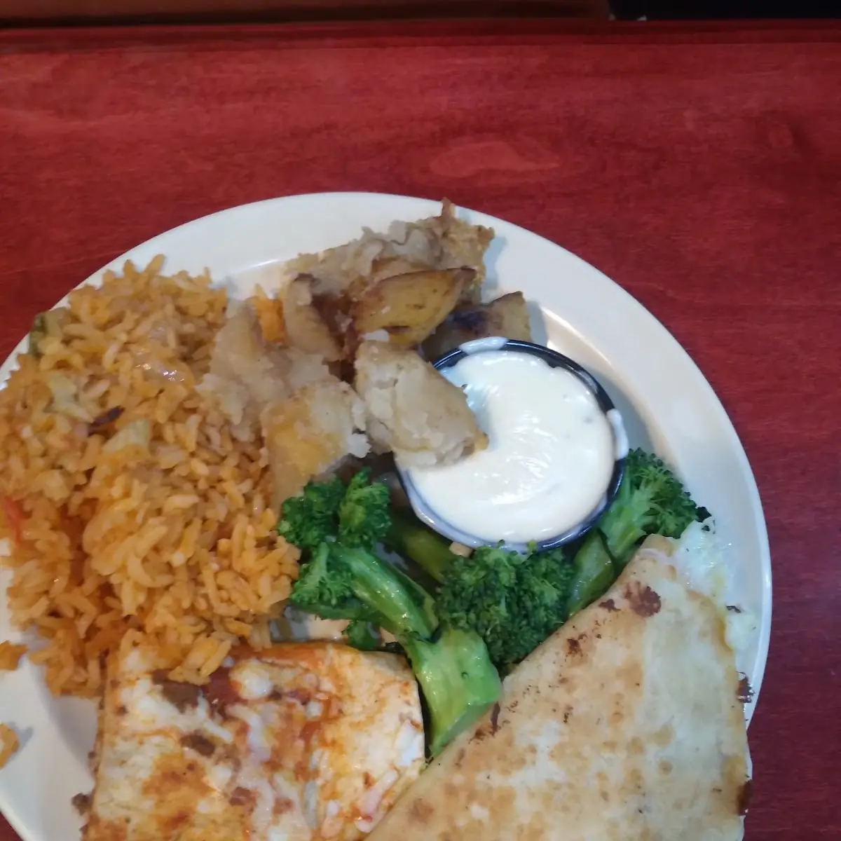Cheese Quesadilla and Rice