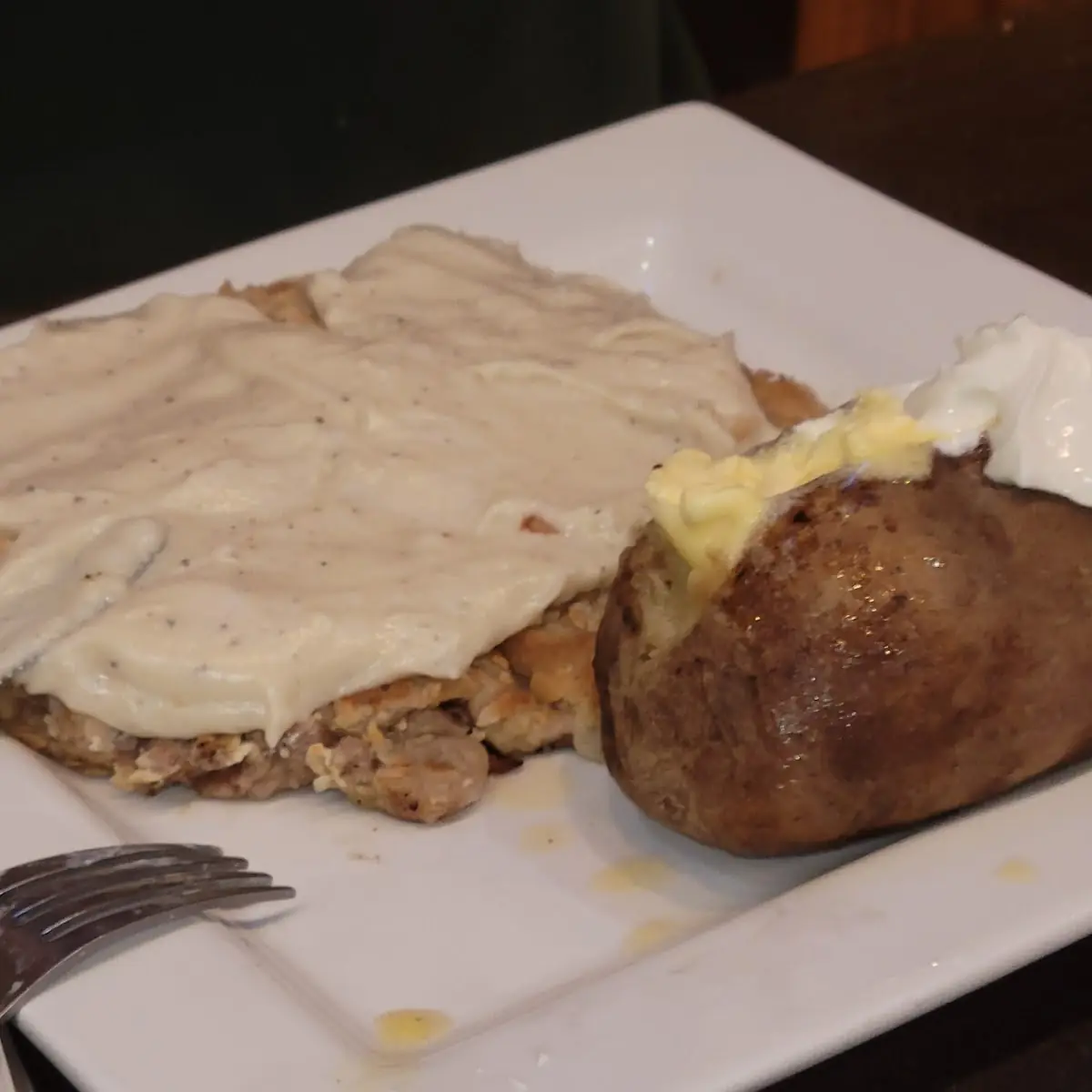 Fresh chck Fried Steak w Baked Potato