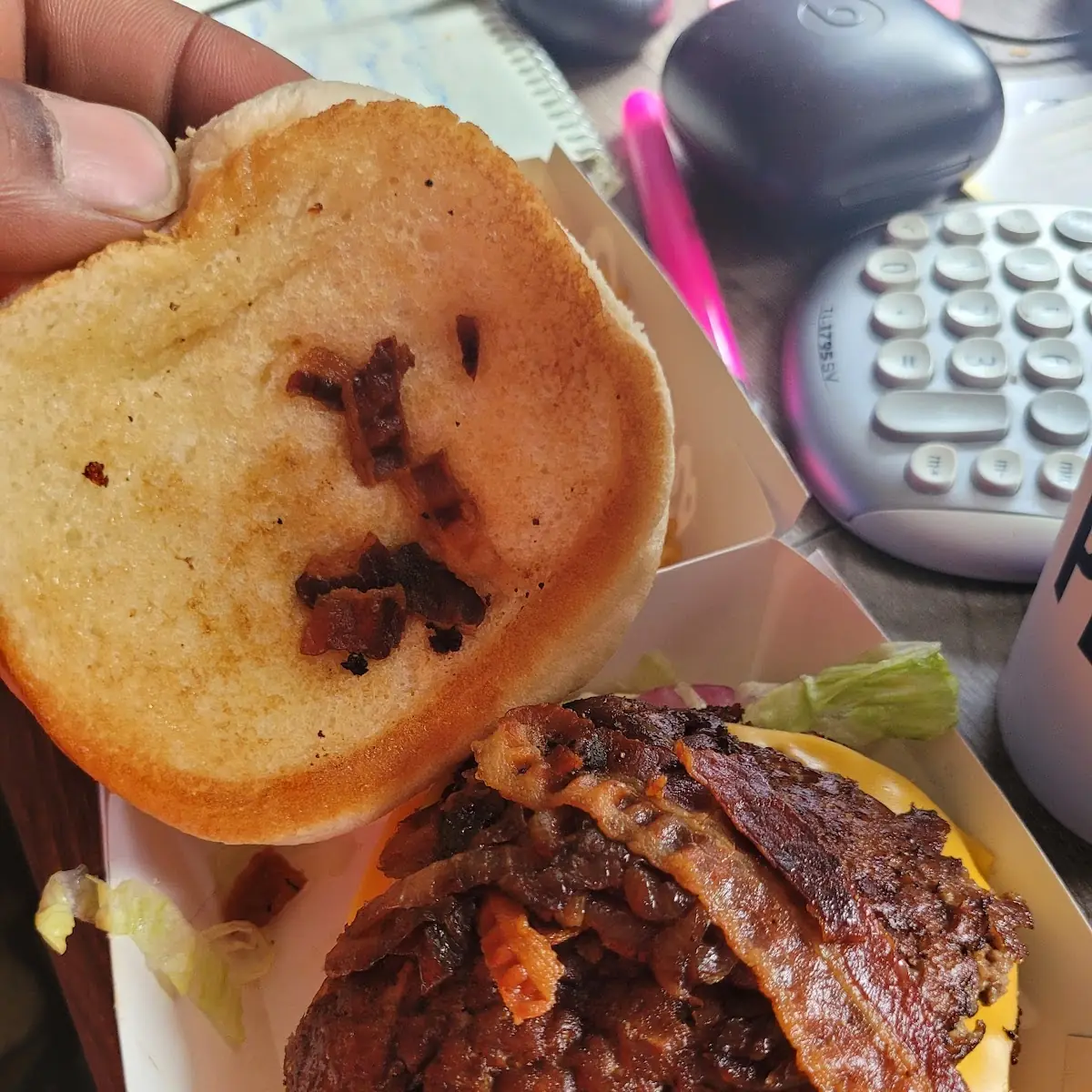 Deluxe Cheeseburger with Bacon Burger and Fries