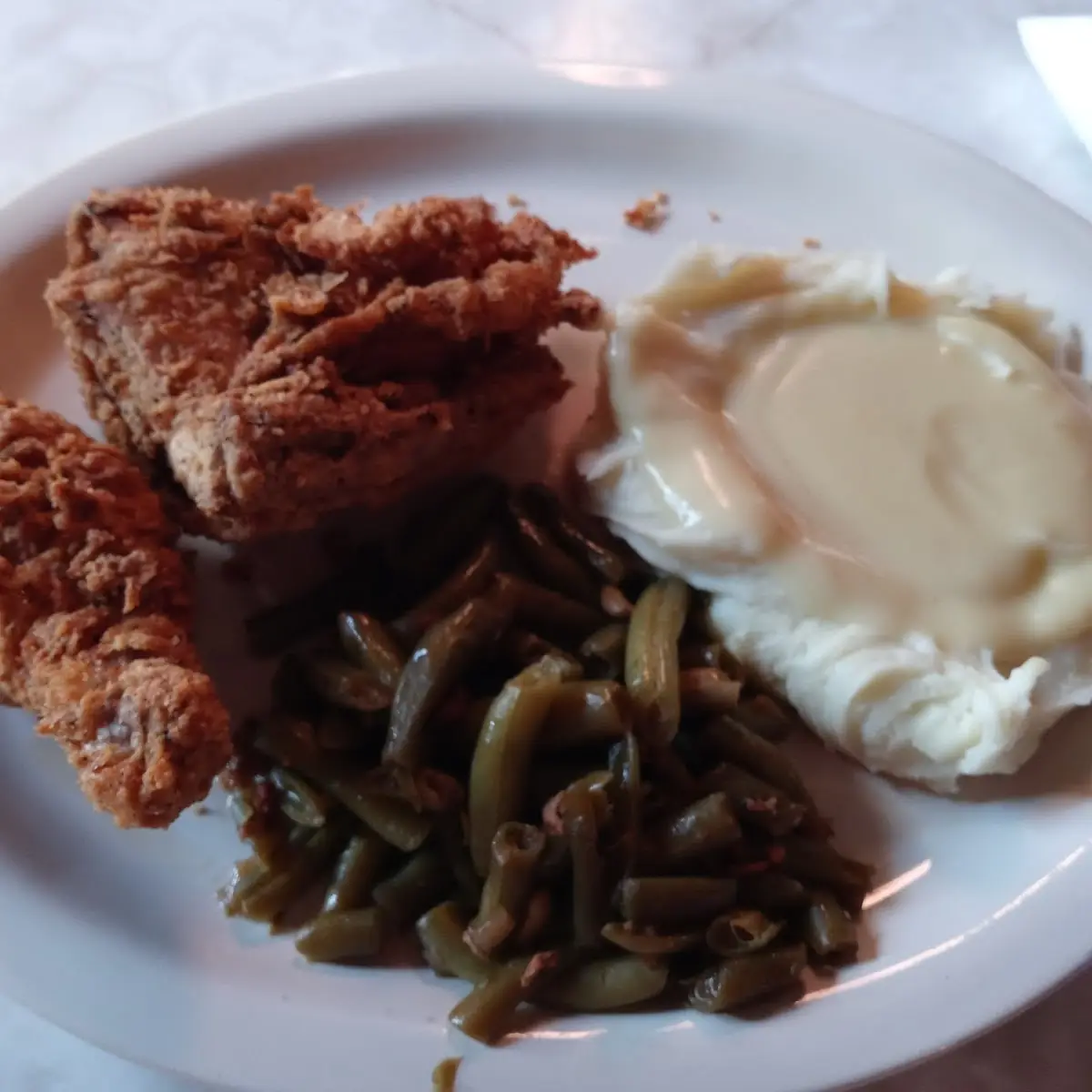 Fried Chicken Green Beans and Mashed Potatoes Wednesday Special