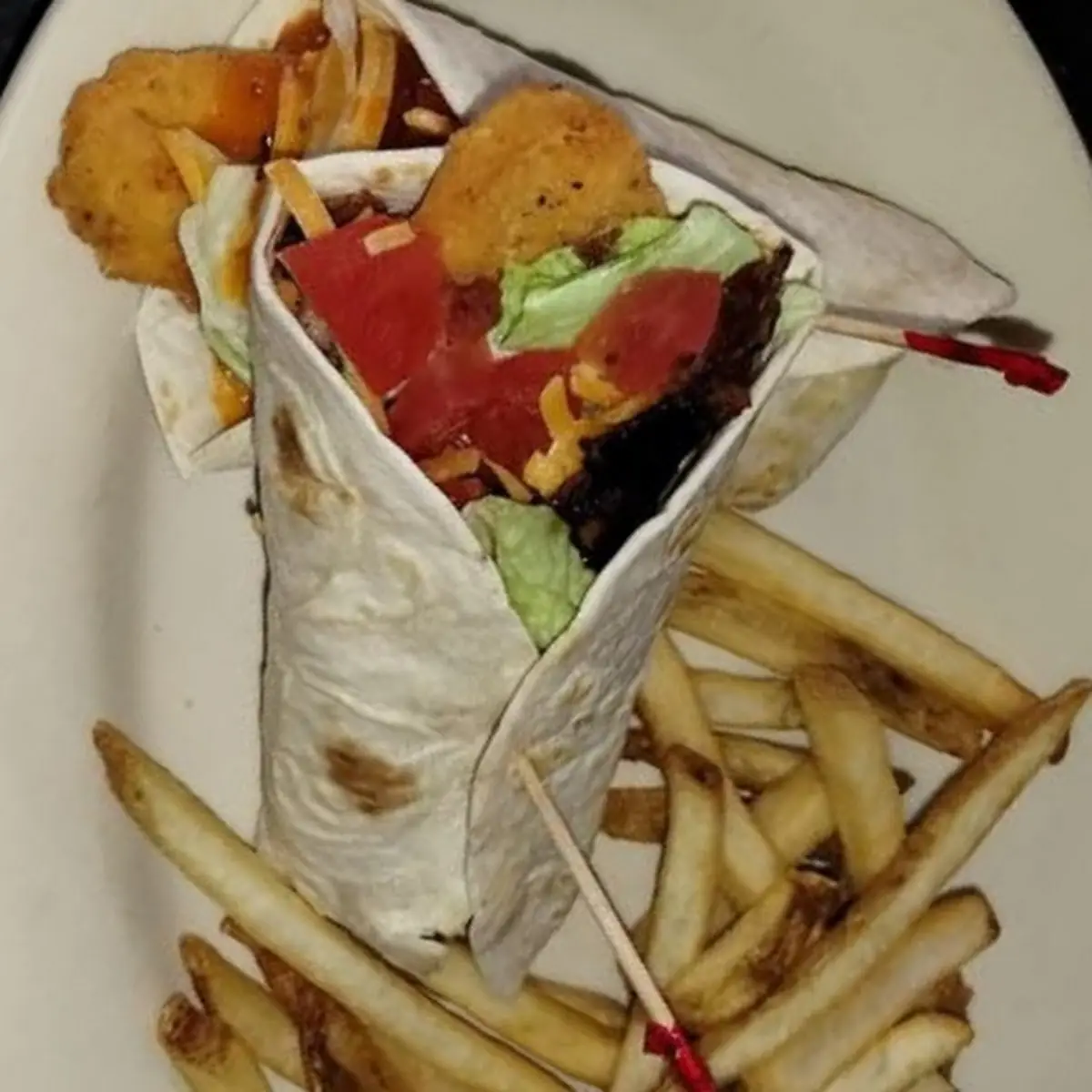 Buffalo Chicken Wrap and Fries