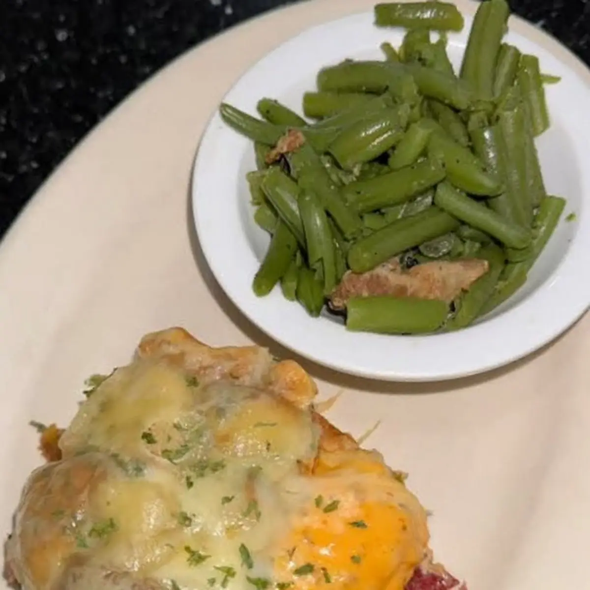 Reuben Casserole and Green Beans