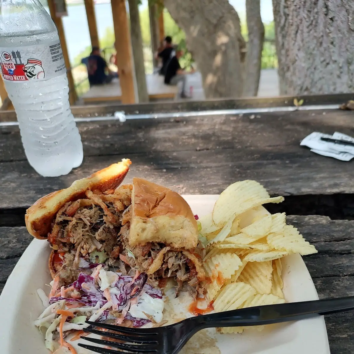 Pulled Pork with Pickles Slaw Thin Fried Onions