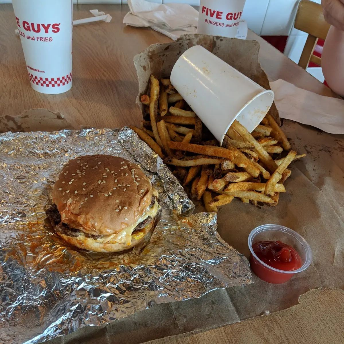 Bacon Cheese Burger and Fries