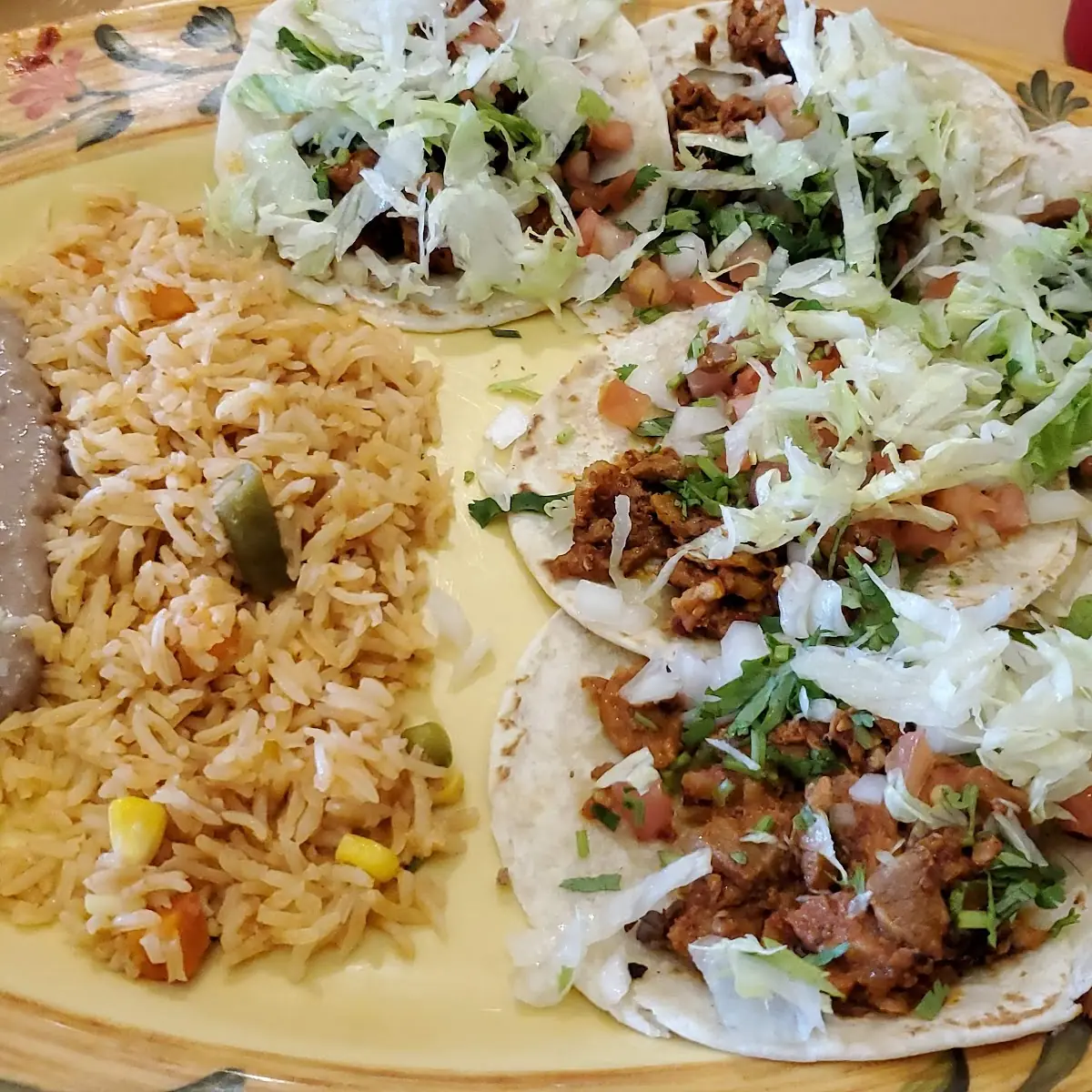 Stuffed Pepper, Quesadilla & Beef Taco