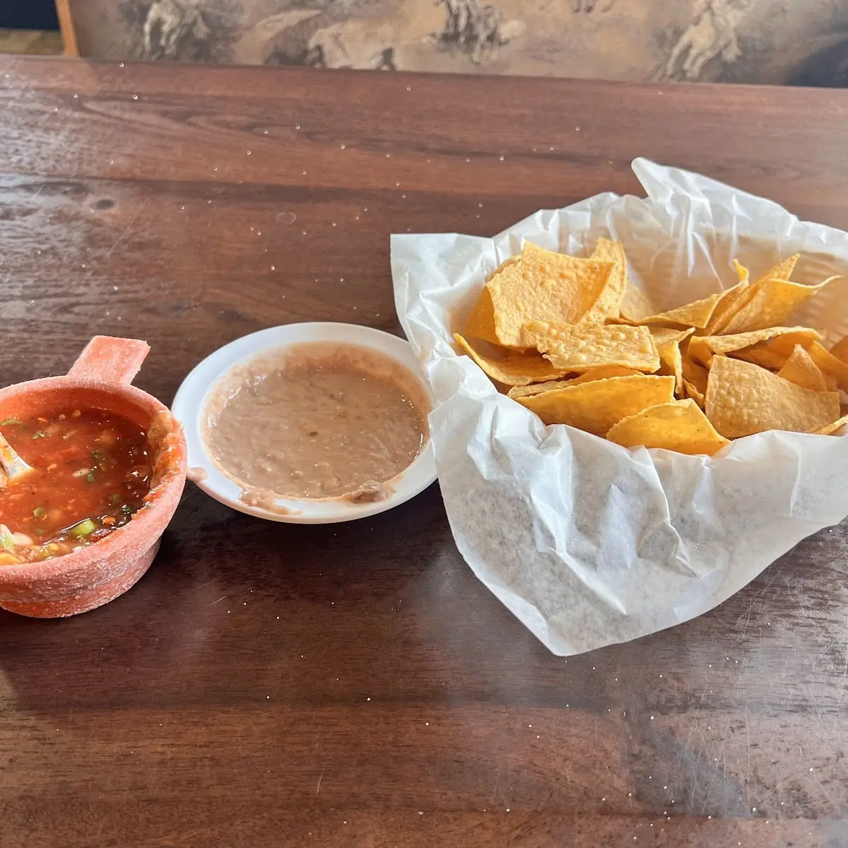 Chips Salsa and Beans