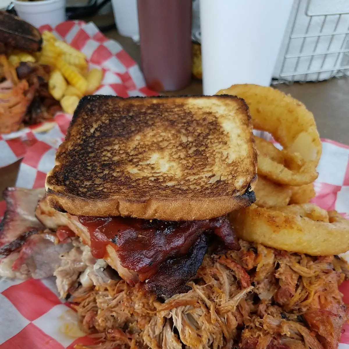 BBQ Ribs Pulled Pork Baked Beans with Pulled Pork and Cole Slaw