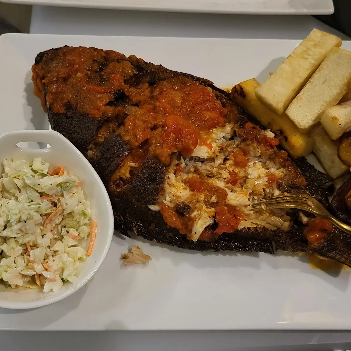 Fish with Fried Plantains and Fried Yams