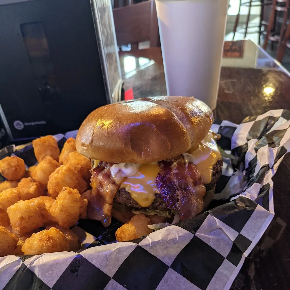 Bacon Cheese Burger with Tots