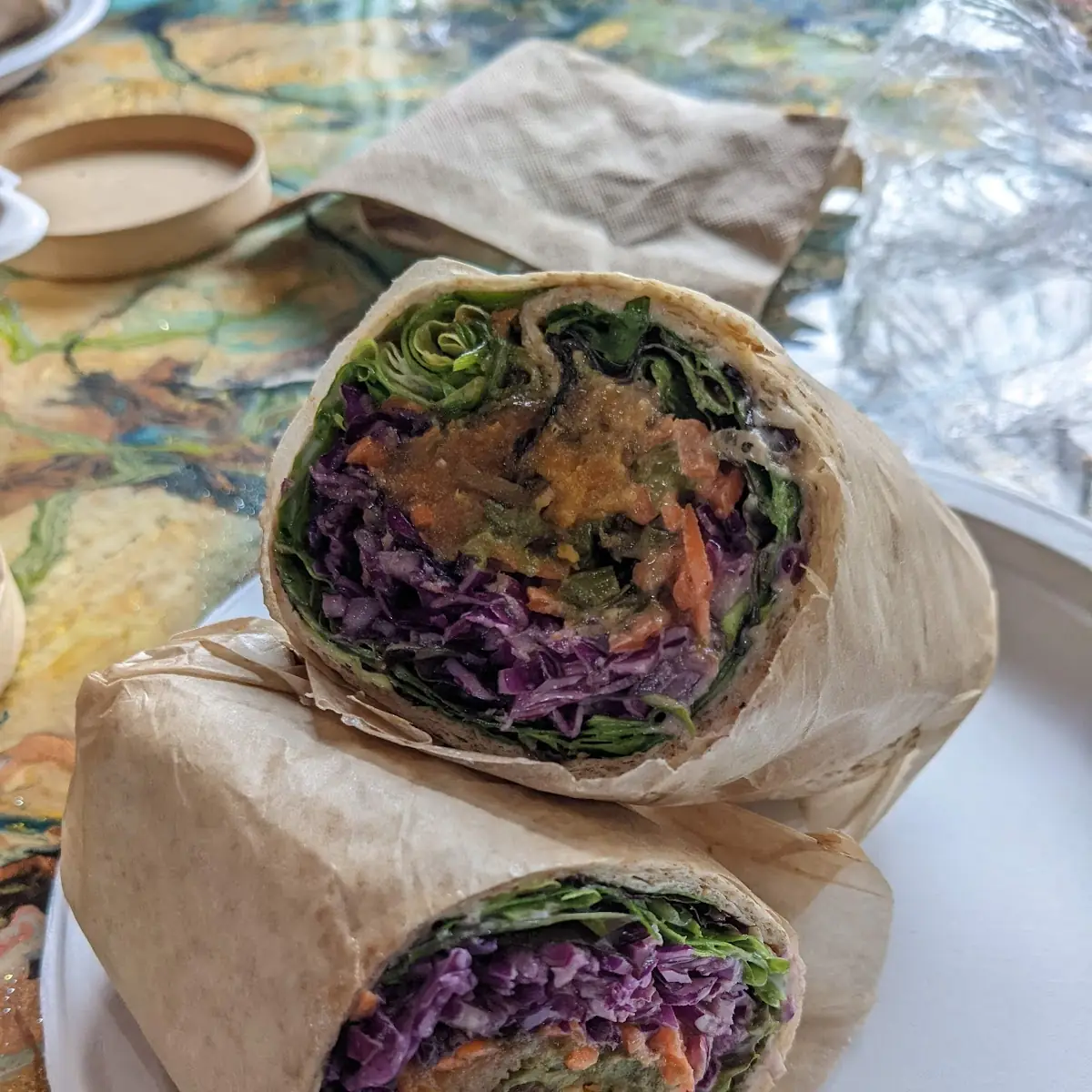 Roasted Veggie Wrap Black Bean Burger Wrap
