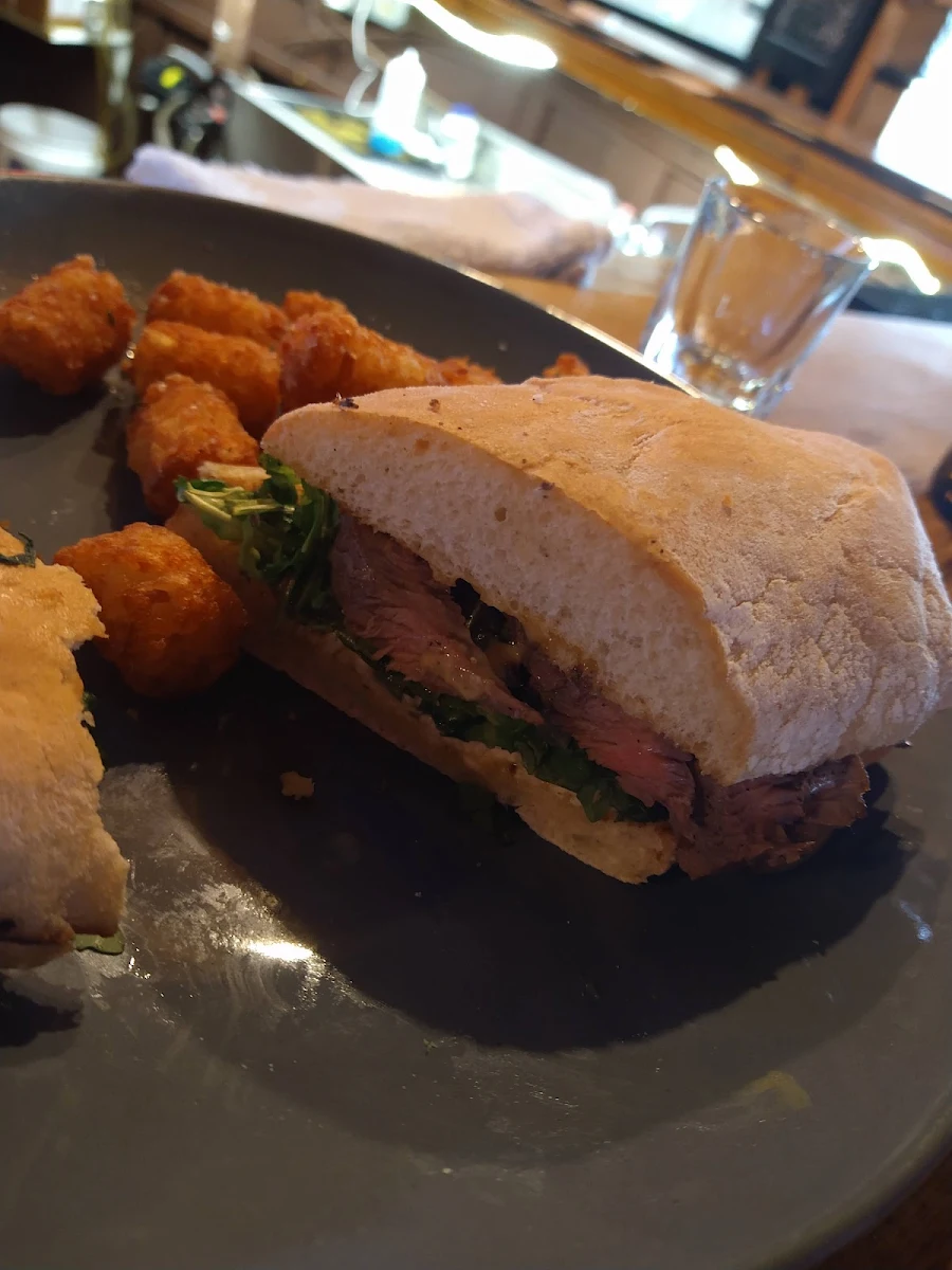Steak Sandwich with Tots