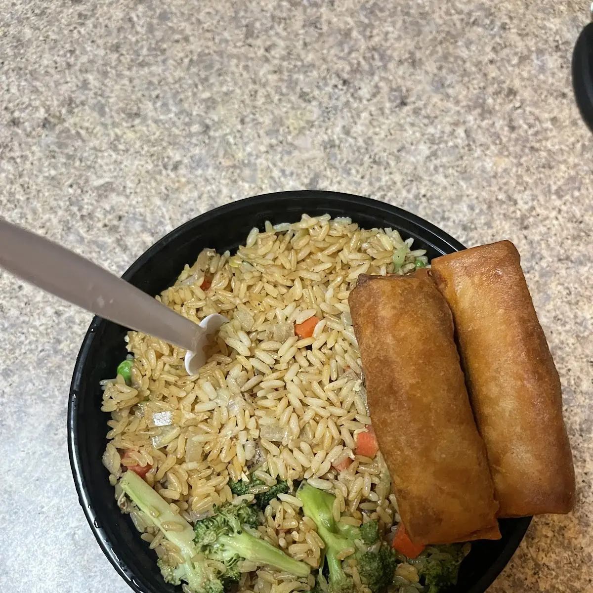 Vegetable Fried Rice and Spring Roll