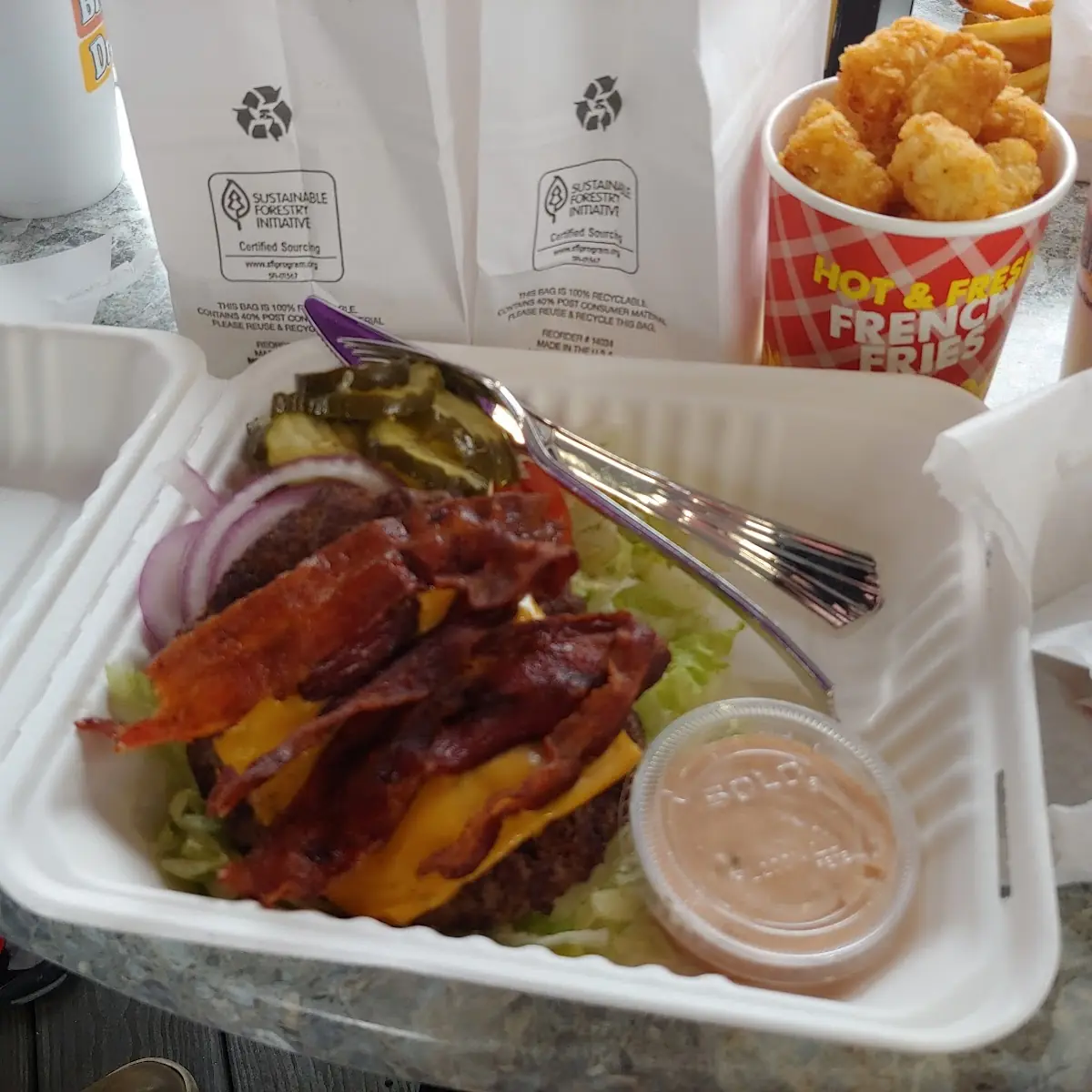Bunless Bacon Burger