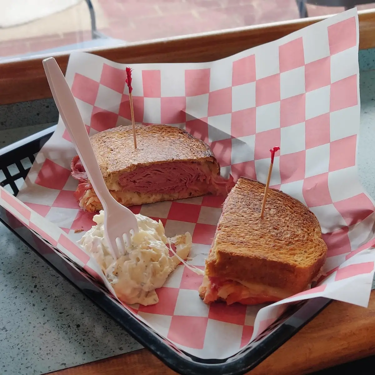 Reuben on Rye with Potato Salad
