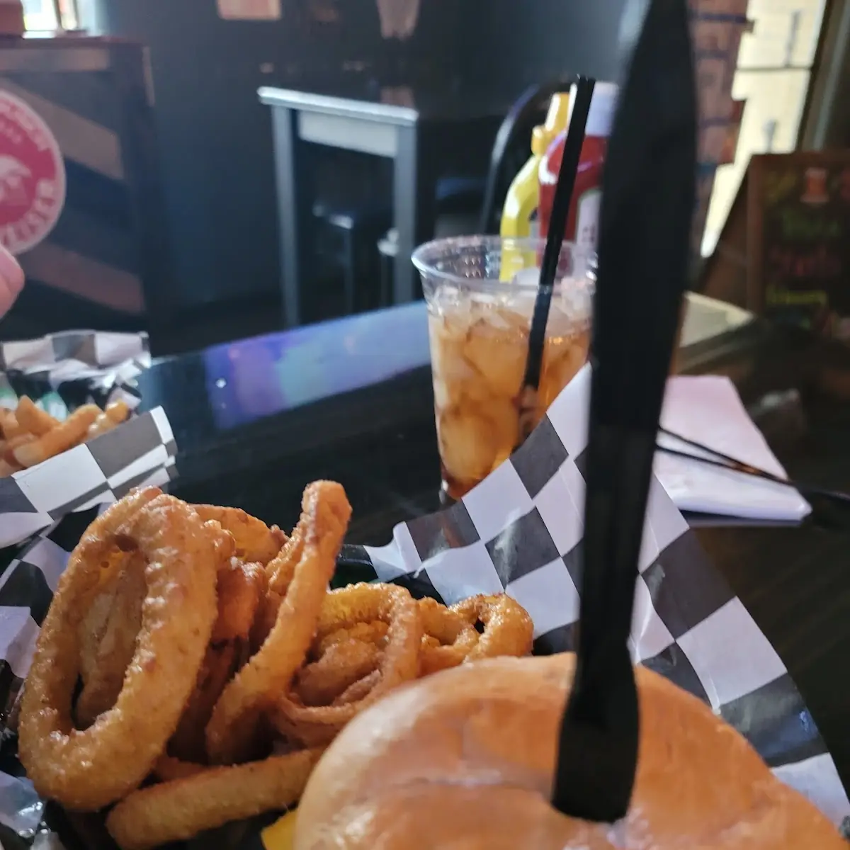 Cheese Burger and Onion Rings