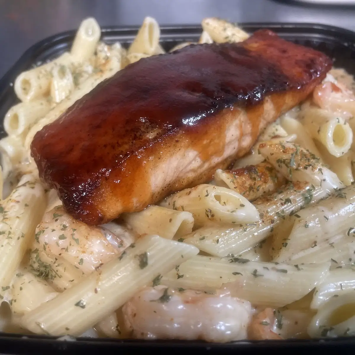 Shrimp & Salmon Alfredo Pasta