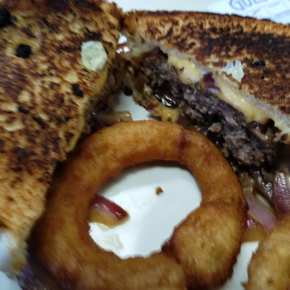 Patty Melt with Onion Rings