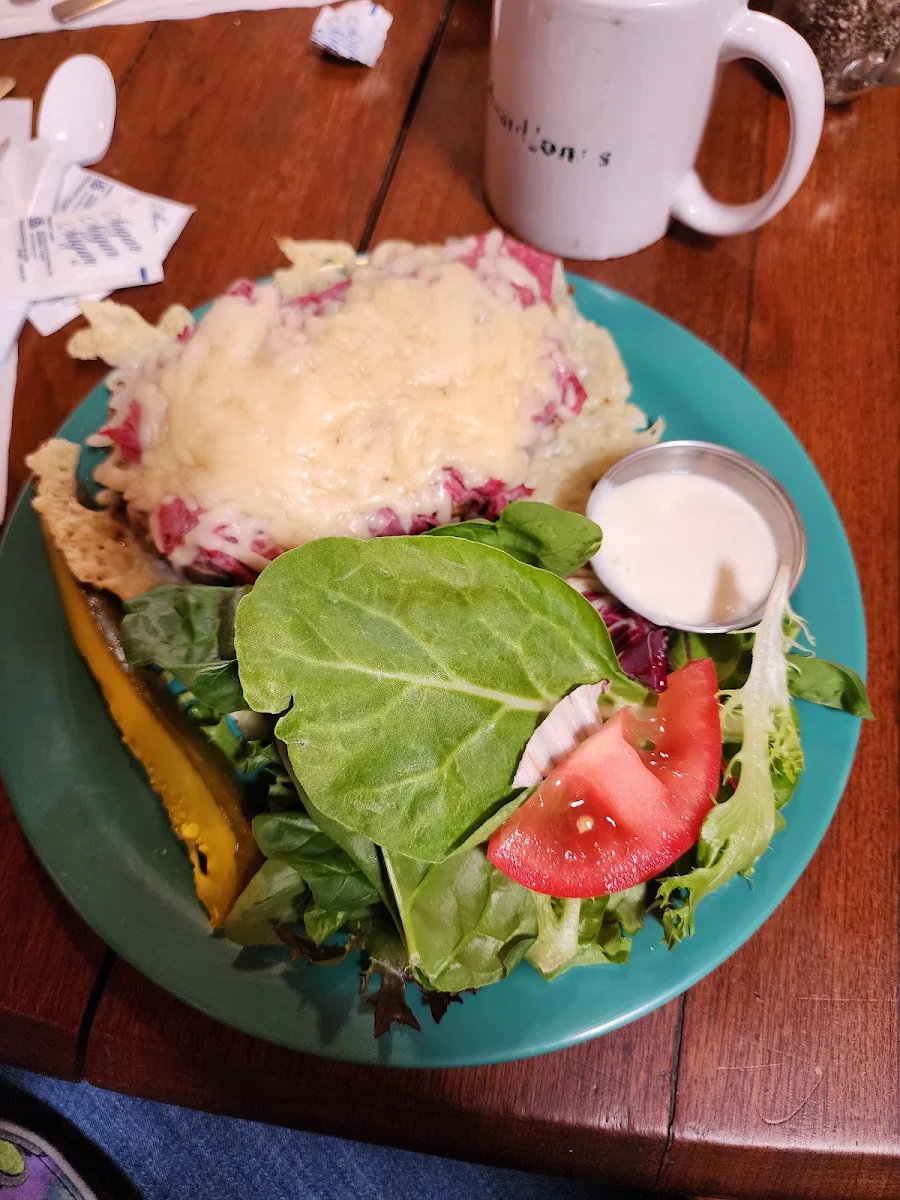 Open Face Reuben Sandwich and Salad