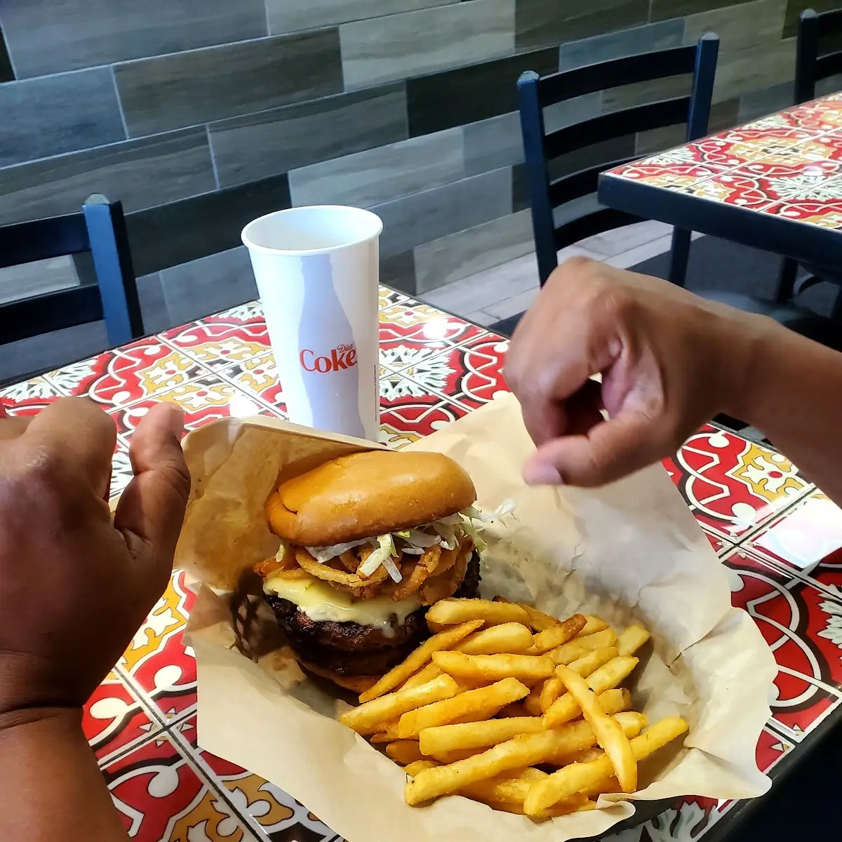 Bacon Cheeseburger and French Fries
