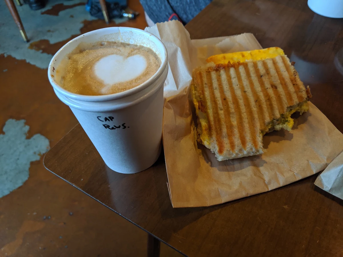 Egg Panini and a Cappuccino