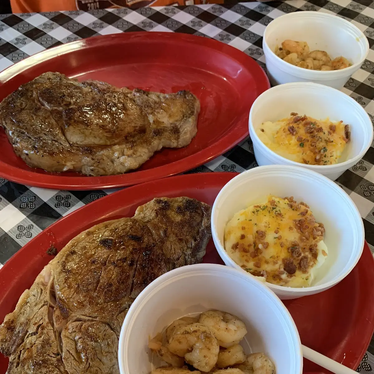 Ribeye Steak Shrimp Dinner w Loaded Mashed Potatoes