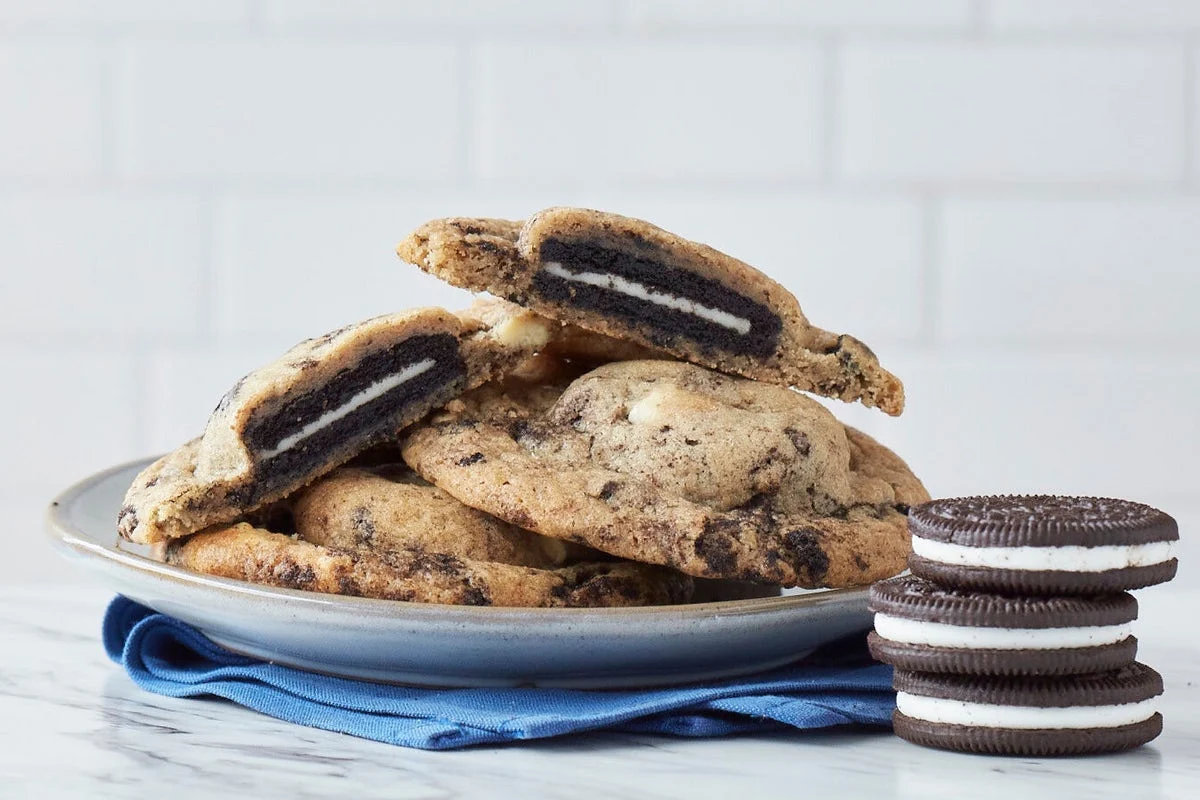 Cookies & Cream Stuffed Cookie Made with Oreo Cookie