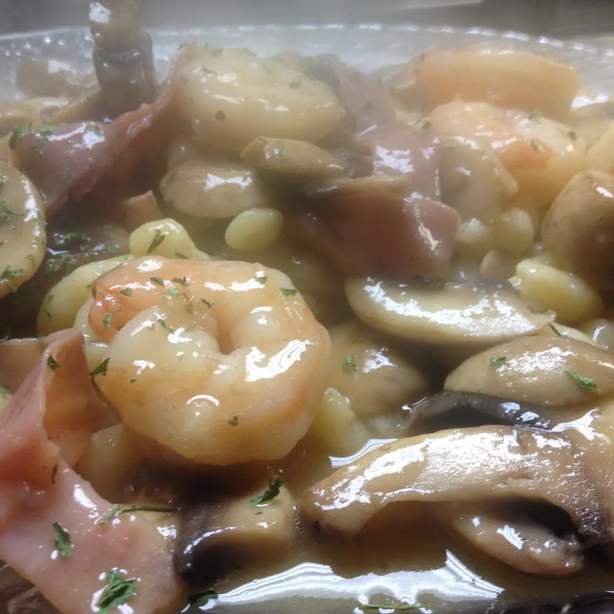 Shrimp Marsala over Pasta