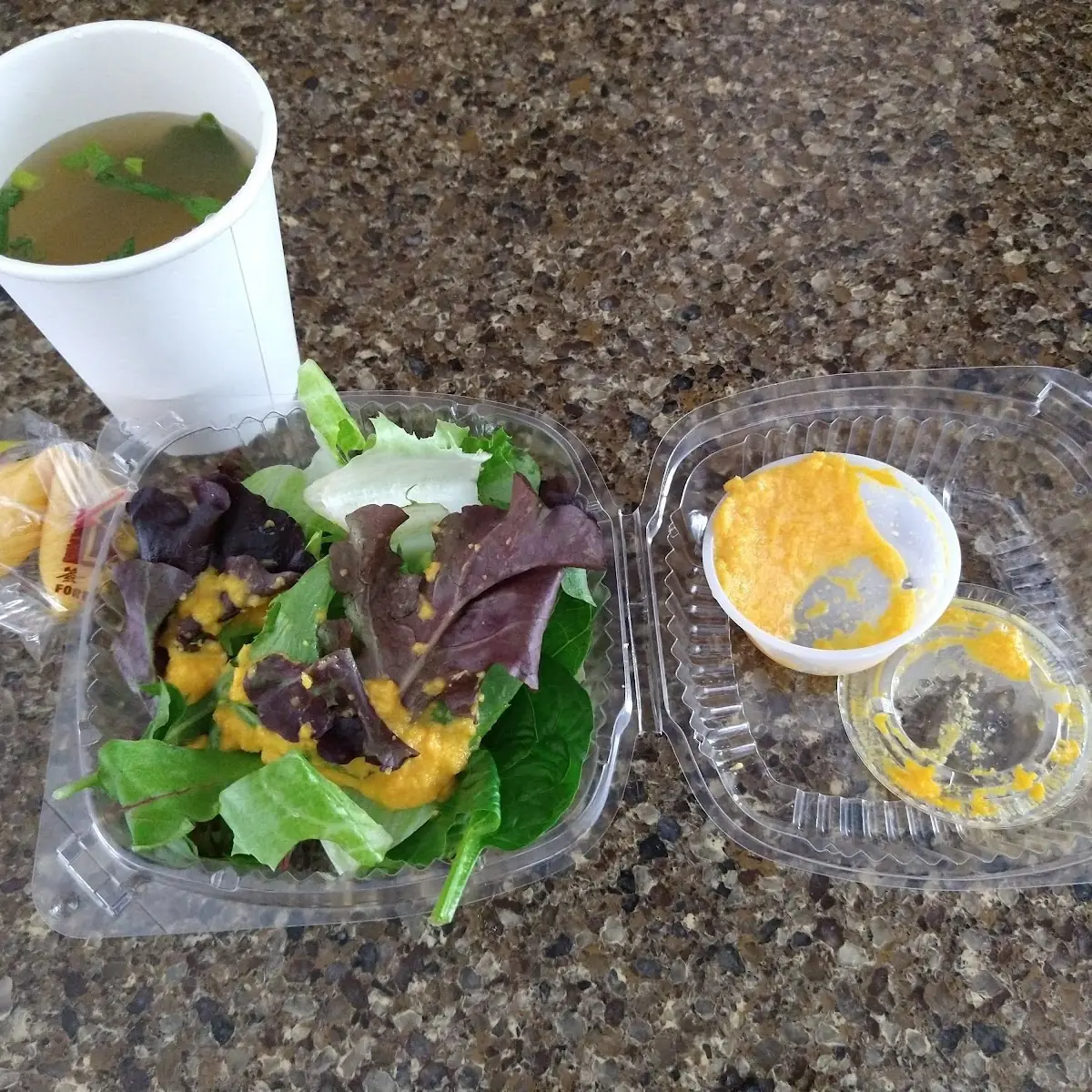 Miso Soup and Salad with Ginger Dressing