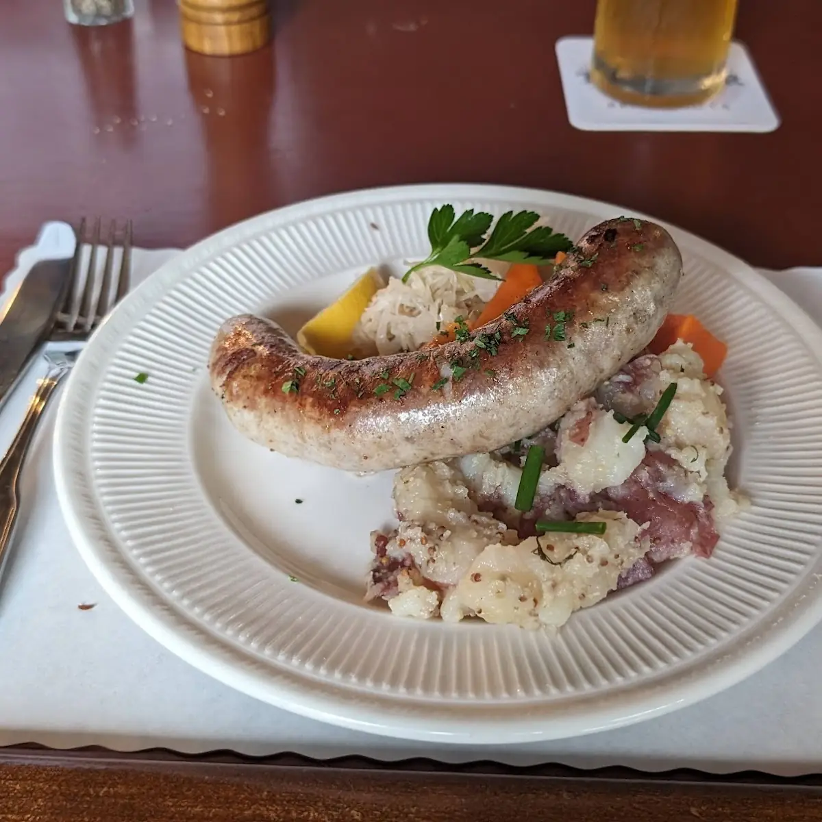 Bratwurst Potato Salad and Kraut